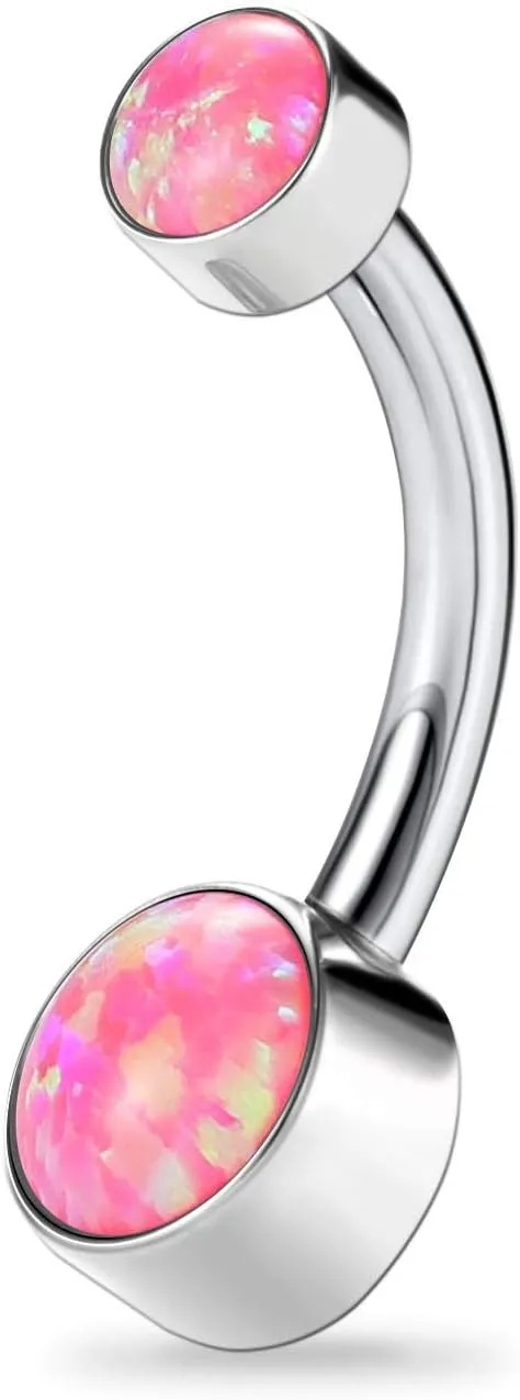 PEAKLINK Opal Belly Button Ring 10mm 14G Belly Jewelry Titanium Navel Ring Internally Threaded Belly Barbell Navel Jewelry Navel Belly Piercing Jewelry for Women