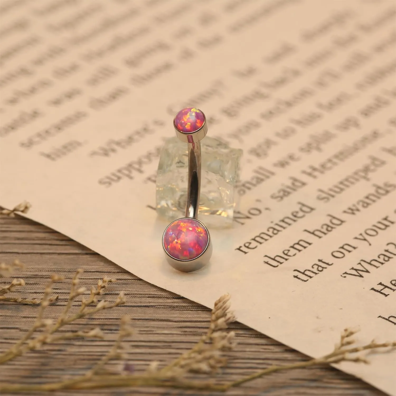 PEAKLINK Opal Belly Button Ring 10mm 14G Belly Jewelry Titanium Navel Ring Internally Threaded Belly Barbell Navel Jewelry Navel Belly Piercing Jewelry for Women