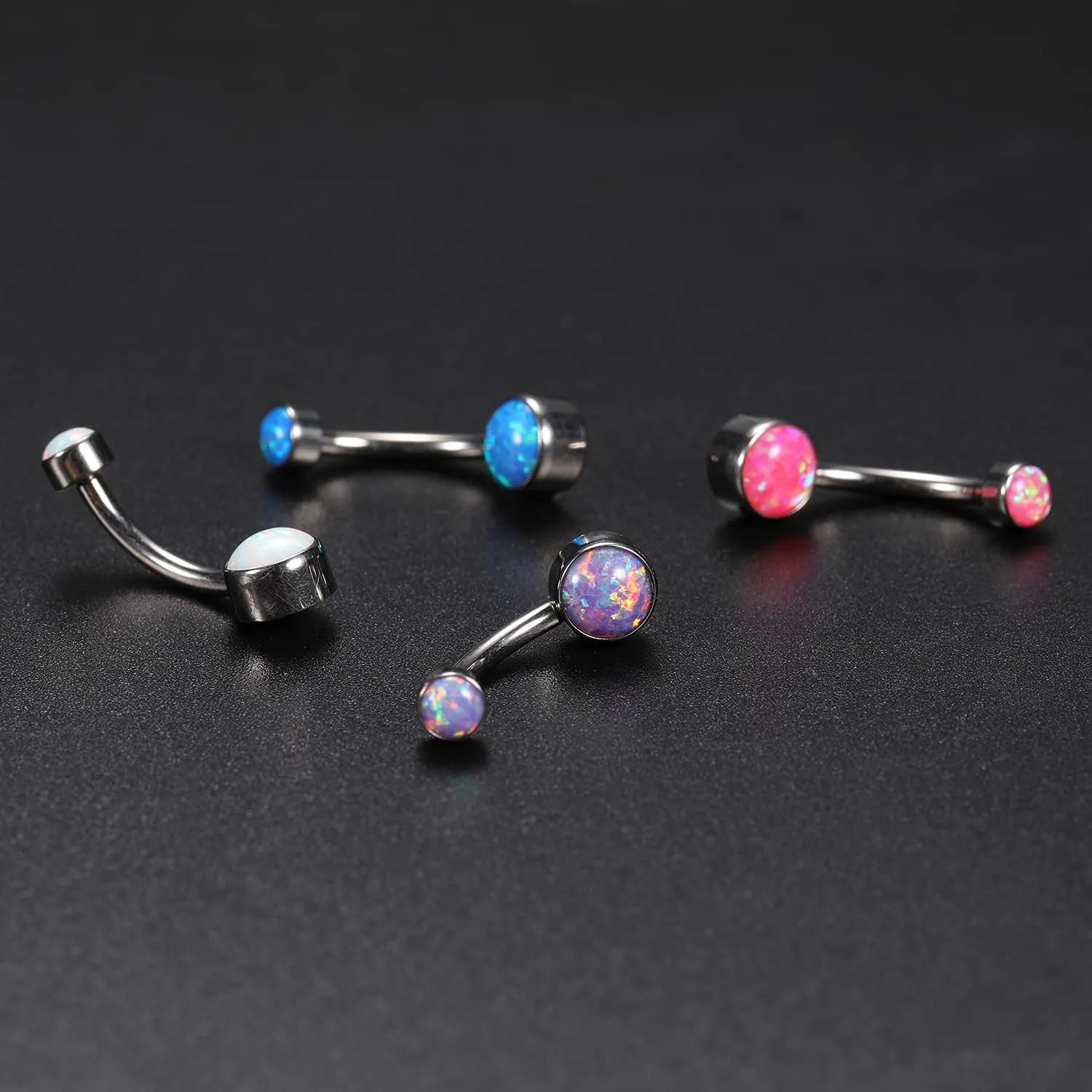PEAKLINK Opal Belly Button Ring 10mm 14G Belly Jewelry Titanium Navel Ring Internally Threaded Belly Barbell Navel Jewelry Navel Belly Piercing Jewelry for Women