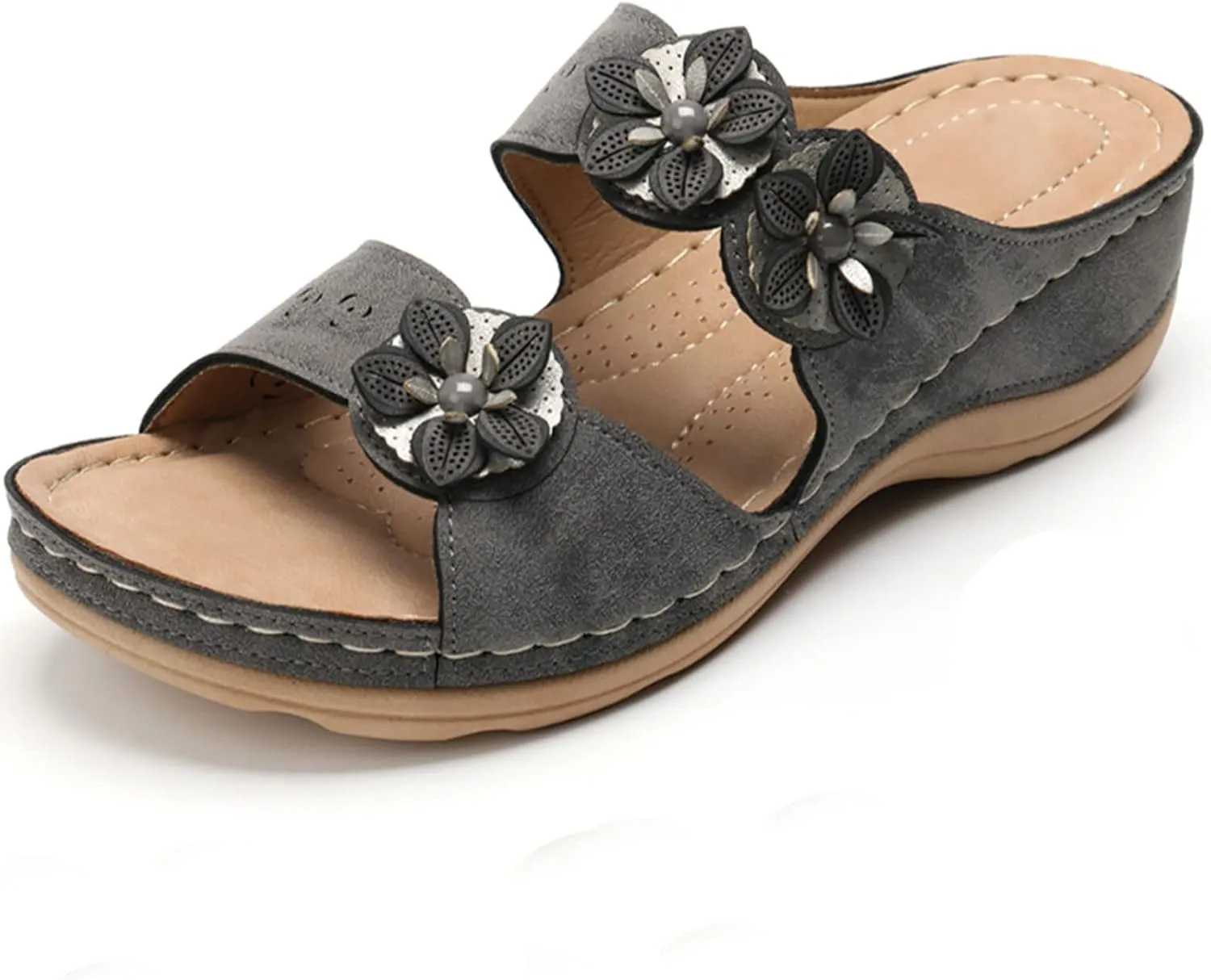 peqiut Casual Sandals Women Flat Orthopedic Sandals for Women Slip On Slippers Comfortable Crystal Beach Sandals