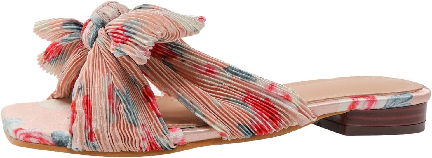 peqiut Orthopedic Sandals for Women Slip On Flat Bowknot Womens Sandals Comfortable Summer Holiday Dressy Sandals Women