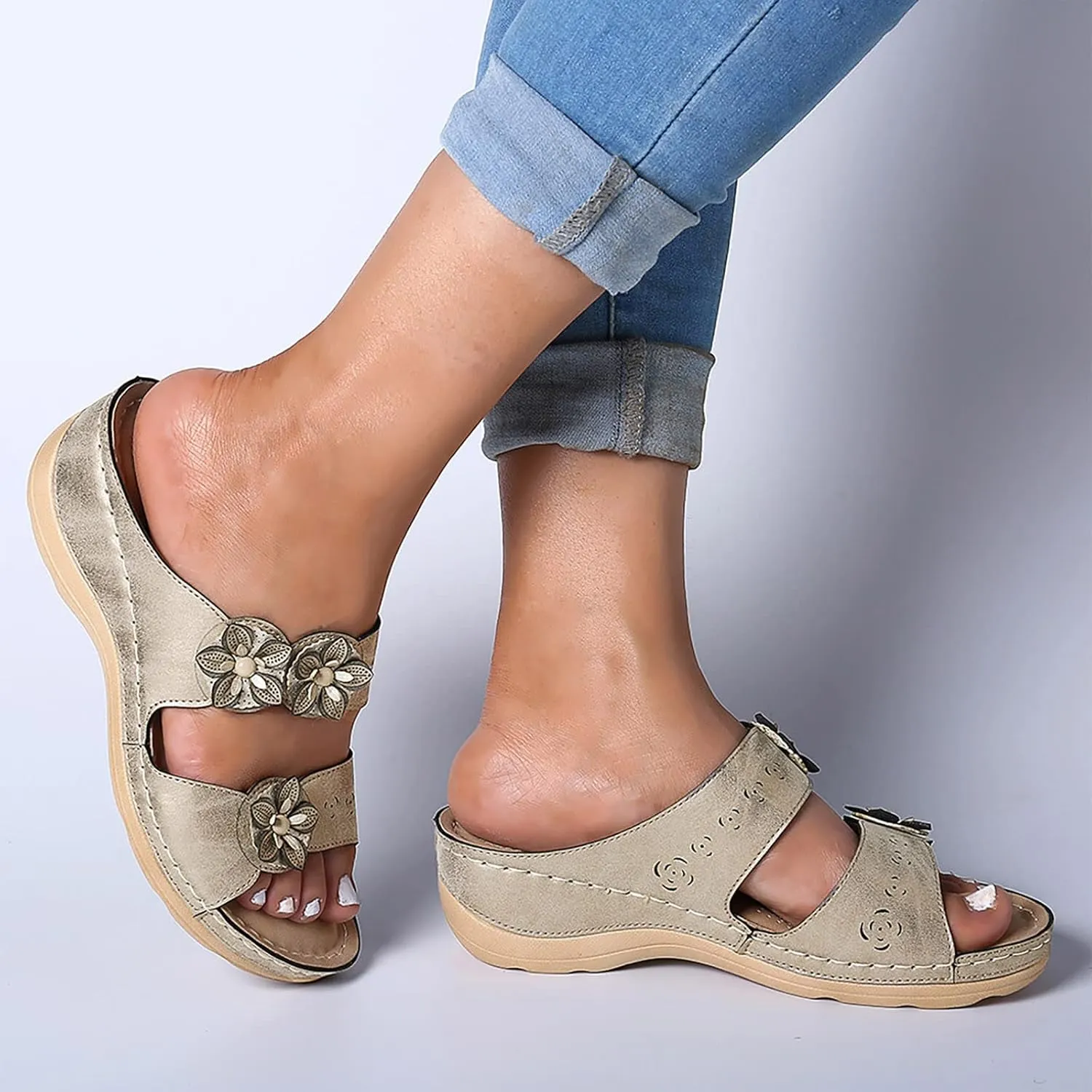 peqiut Platform Sandals Women Summer Comfortable Lightweight Breathable Orthopedic Sandals Women Dressy Womens Sandals 2024