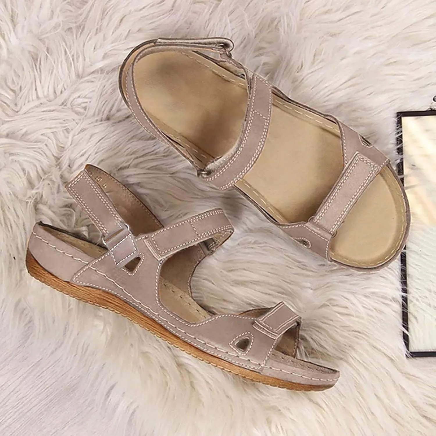 peqiut Platform Sandals Women Summer Comfortable Lightweight Breathable Orthopedic Sandals Women Dressy Womens Sandals 2024