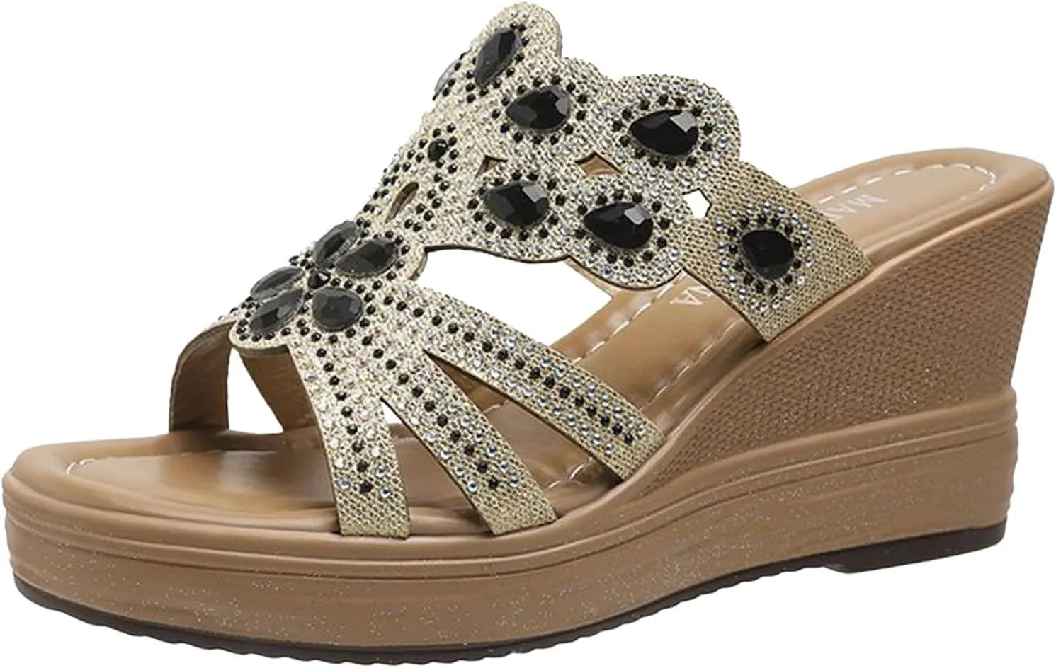 peqiut Women's Sandal Dressy Summer Wedge Orthopedic Sandals for Women Comfortable Outdoor Diamond Boho Sandals Casual Slides