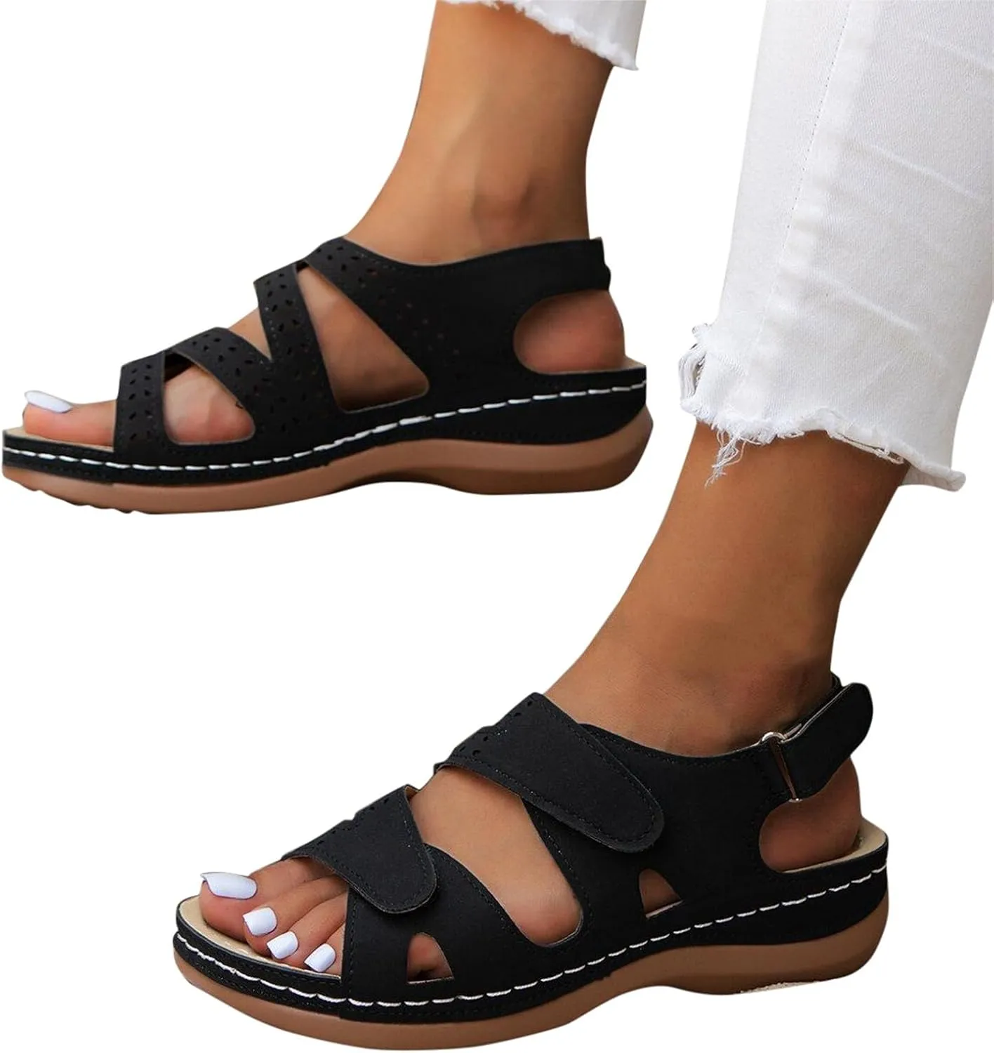 peqiut Women's Sandal Dressy Summer Wedge Orthopedic Sandals for Women Comfortable Outdoor Strap Boho Sandals Casual Shoes