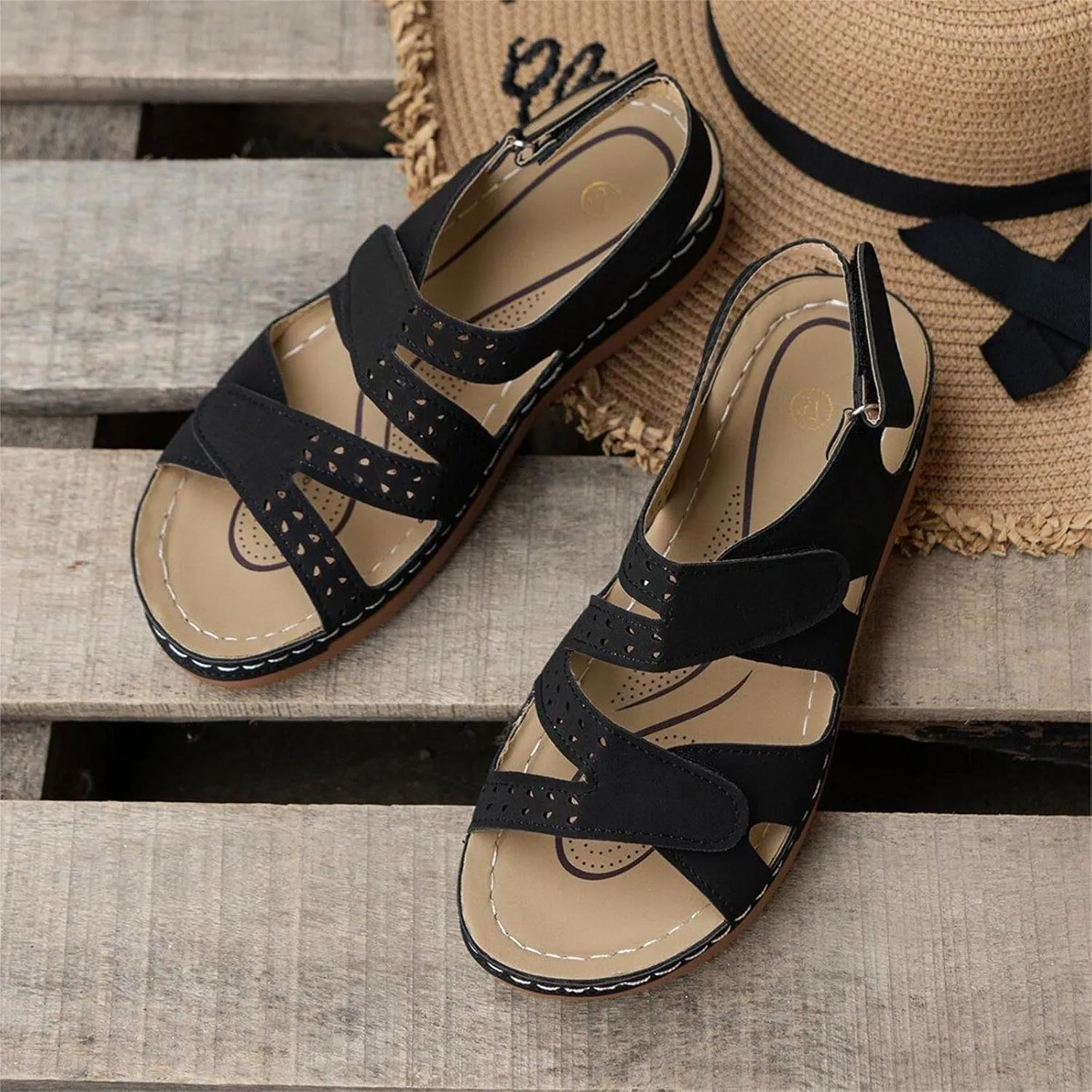 peqiut Women's Sandal Dressy Summer Wedge Orthopedic Sandals for Women Comfortable Outdoor Strap Boho Sandals Casual Shoes