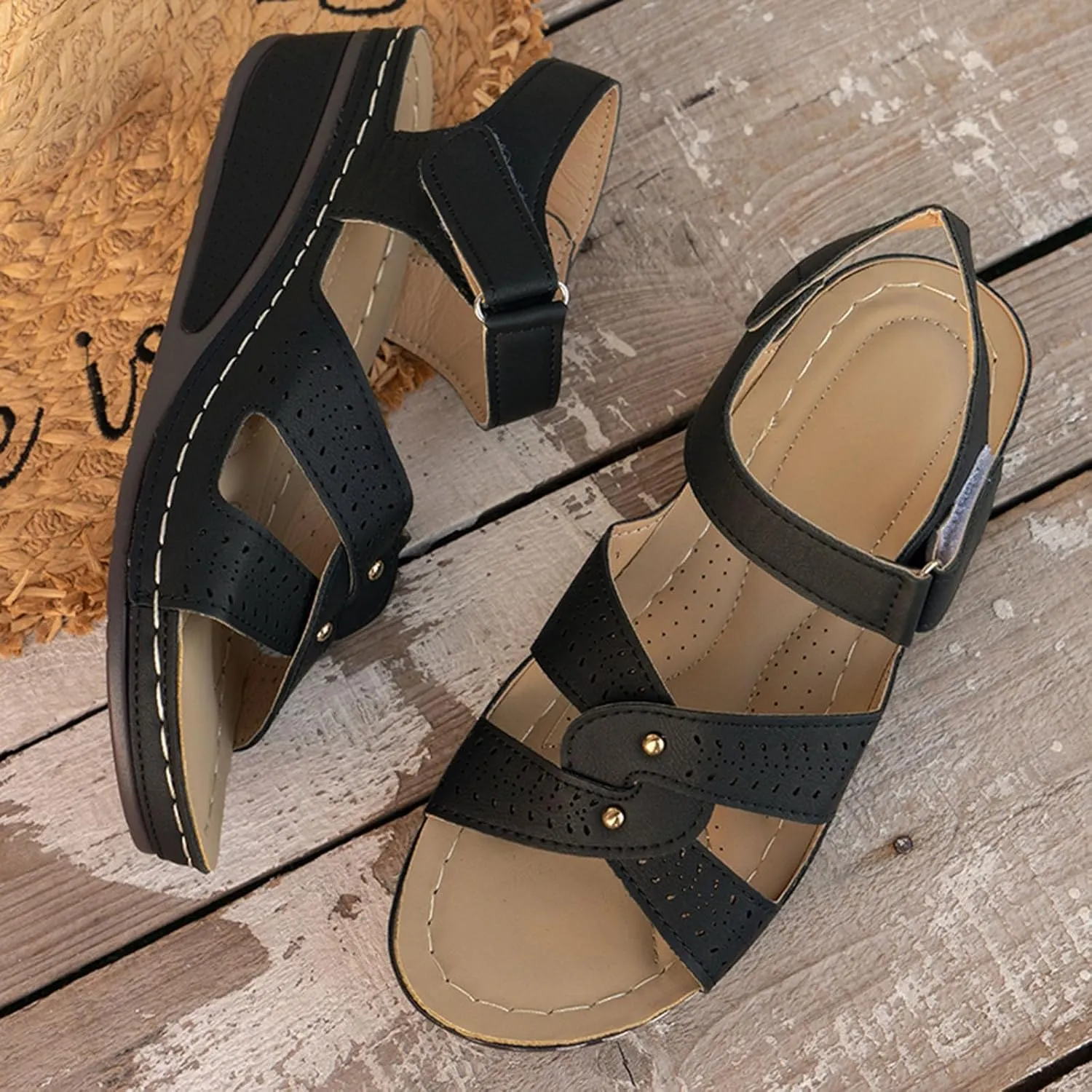 peqiut Women's Sandal Dressy Summer Wedge Orthopedic Sandals for Women Comfortable Outdoor Strap Boho Sandals Casual Shoes
