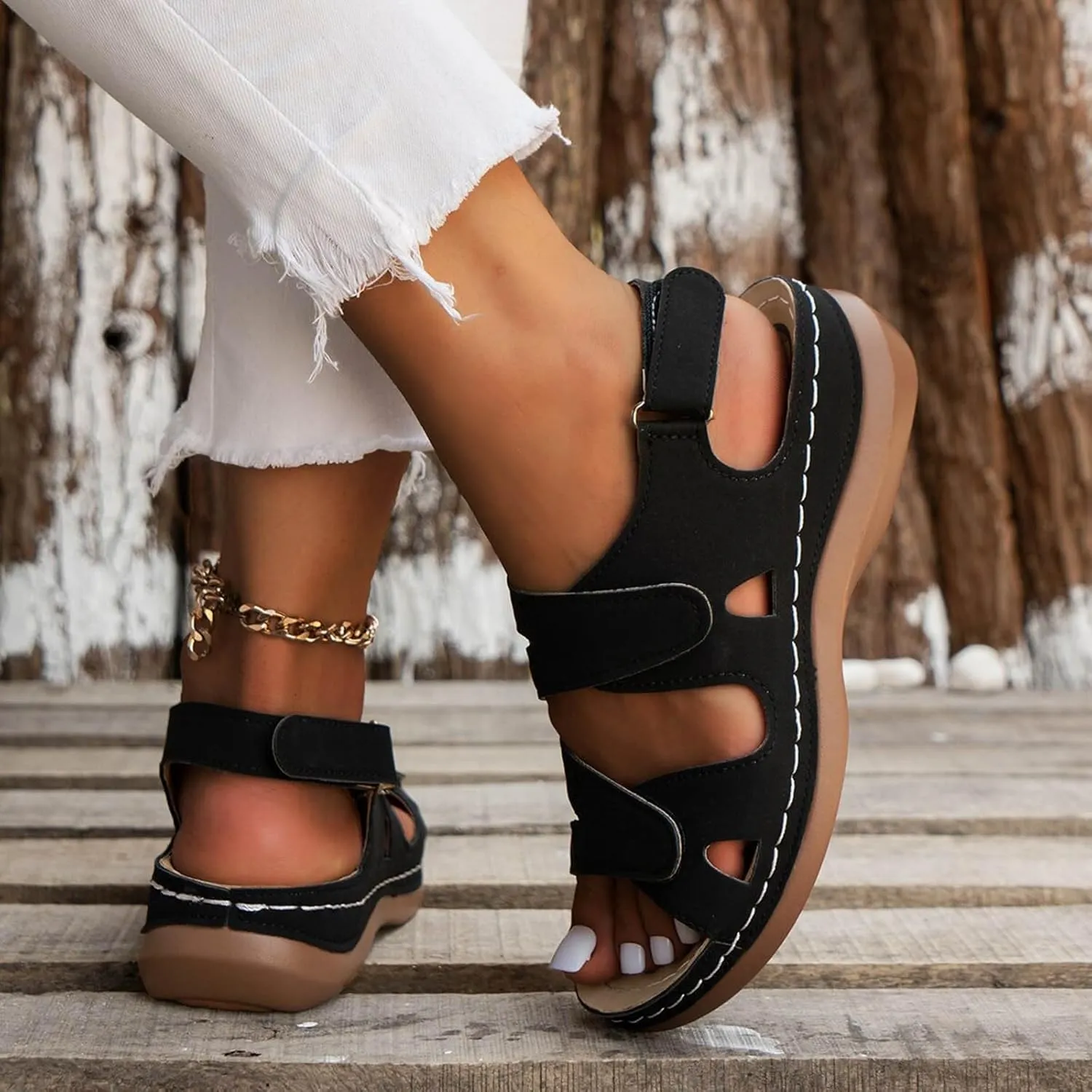peqiut Women's Sandal Dressy Summer Wedge Orthopedic Sandals for Women Comfortable Outdoor Strap Boho Sandals Casual Shoes
