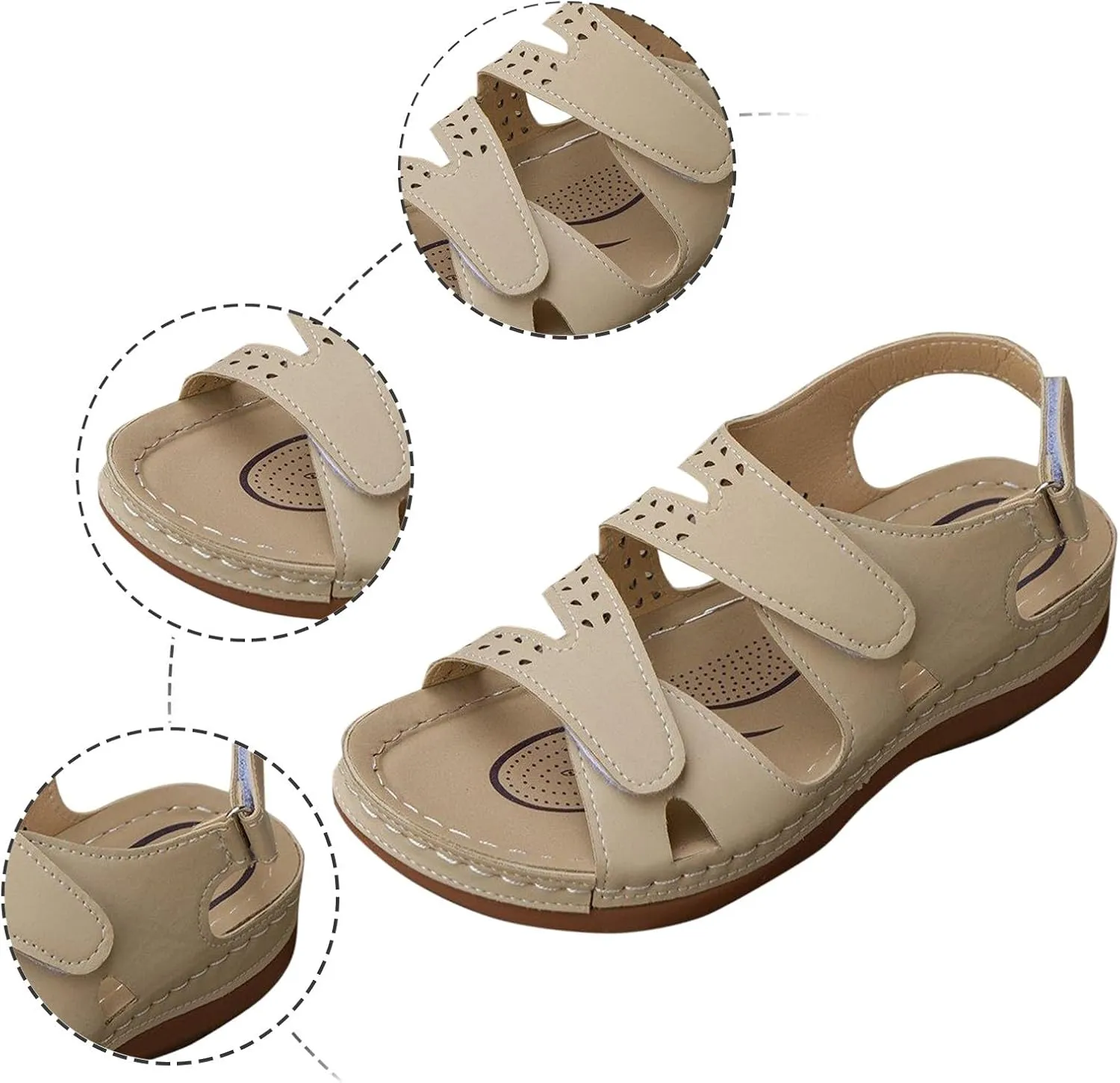 peqiut Women's Sandal Dressy Summer Wedge Orthopedic Sandals for Women Comfortable Outdoor Strap Boho Sandals Casual Shoes