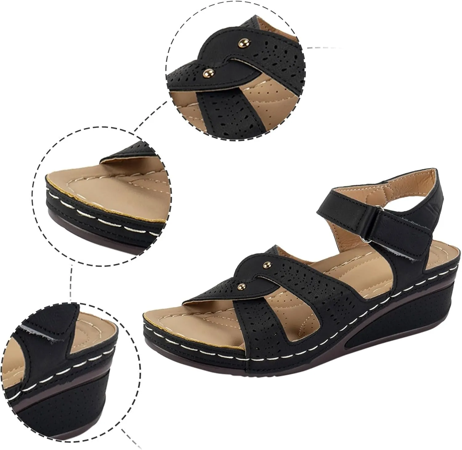 peqiut Women's Sandal Dressy Summer Wedge Orthopedic Sandals for Women Comfortable Outdoor Strap Boho Sandals Casual Shoes