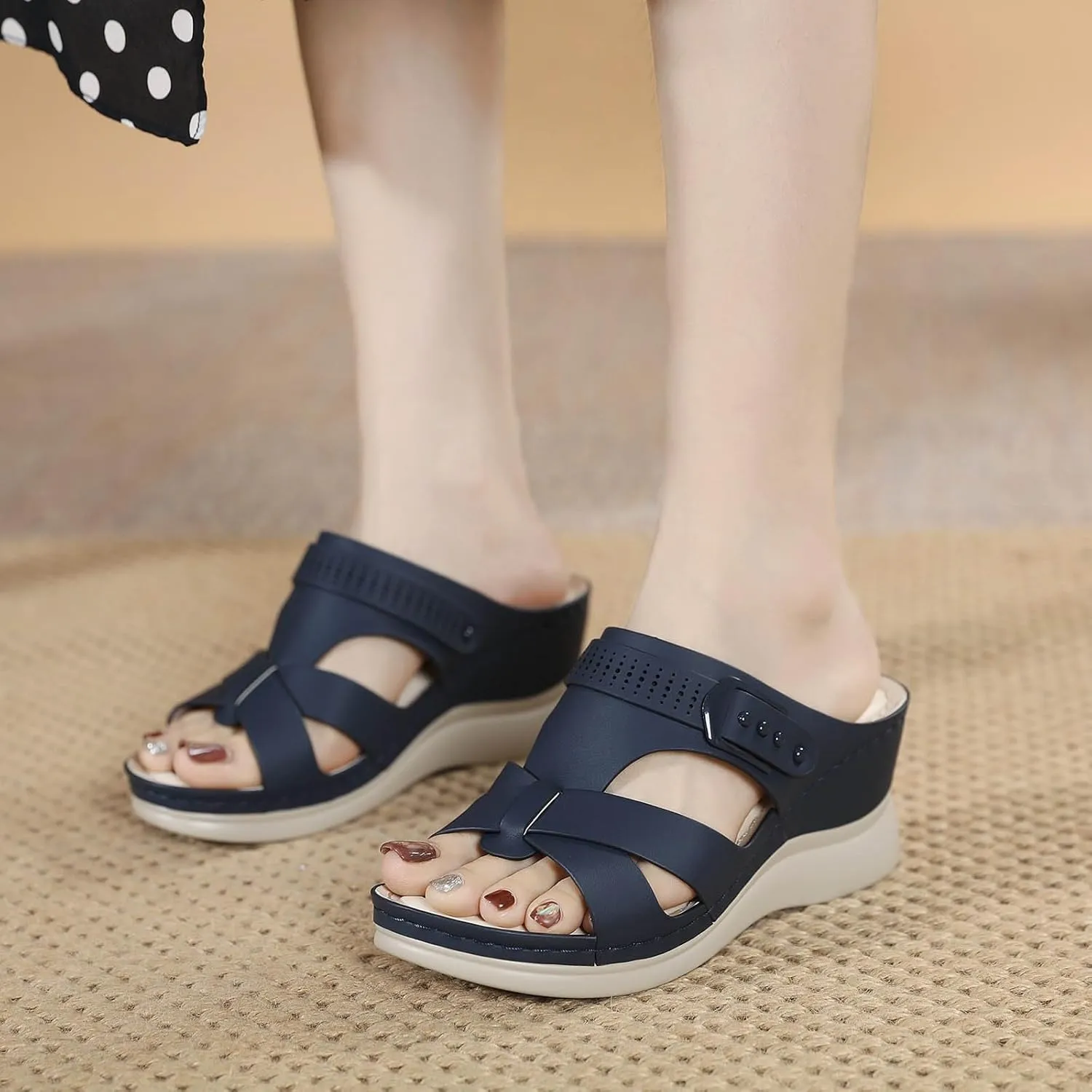 peqiut Women's Sandal Dressy Summer Wedge Orthopedic Sandals for Women Comfortable Outdoor Strap Boho Sandals Casual Slides