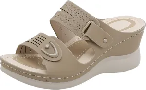 peqiut Women's Sandal Dressy Summer Wedge Orthopedic Sandals for Women Comfortable Outdoor Strap Boho Sandals Casual Slides