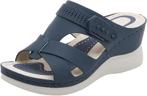 peqiut Women's Sandal Dressy Summer Wedge Orthopedic Sandals for Women Comfortable Outdoor Strap Boho Sandals Casual Slides