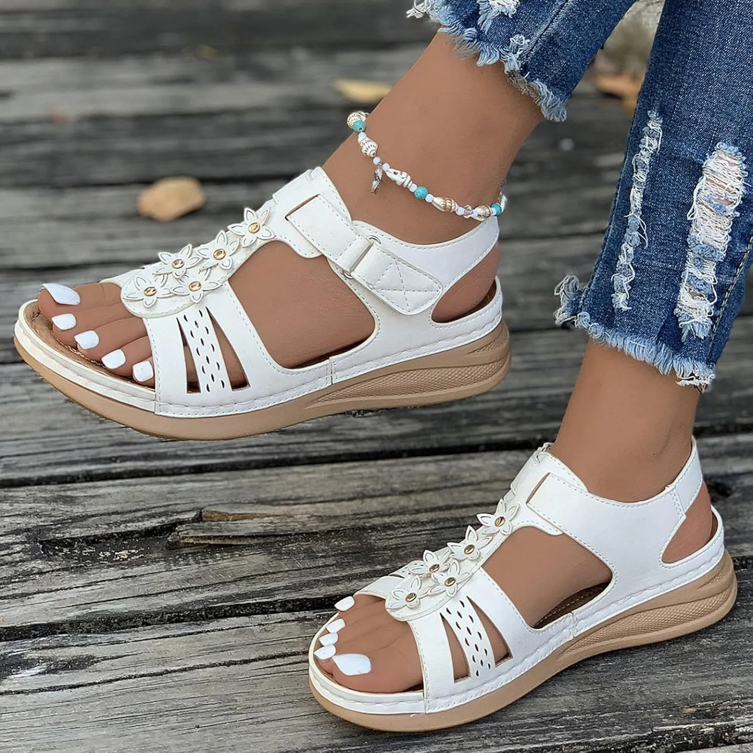 peqiut Women's Sandal Dressy Summer Wedge Orthopedic Sandals for Women Slip On Comfortable Outdoor Boho Sandals Casual Shoes