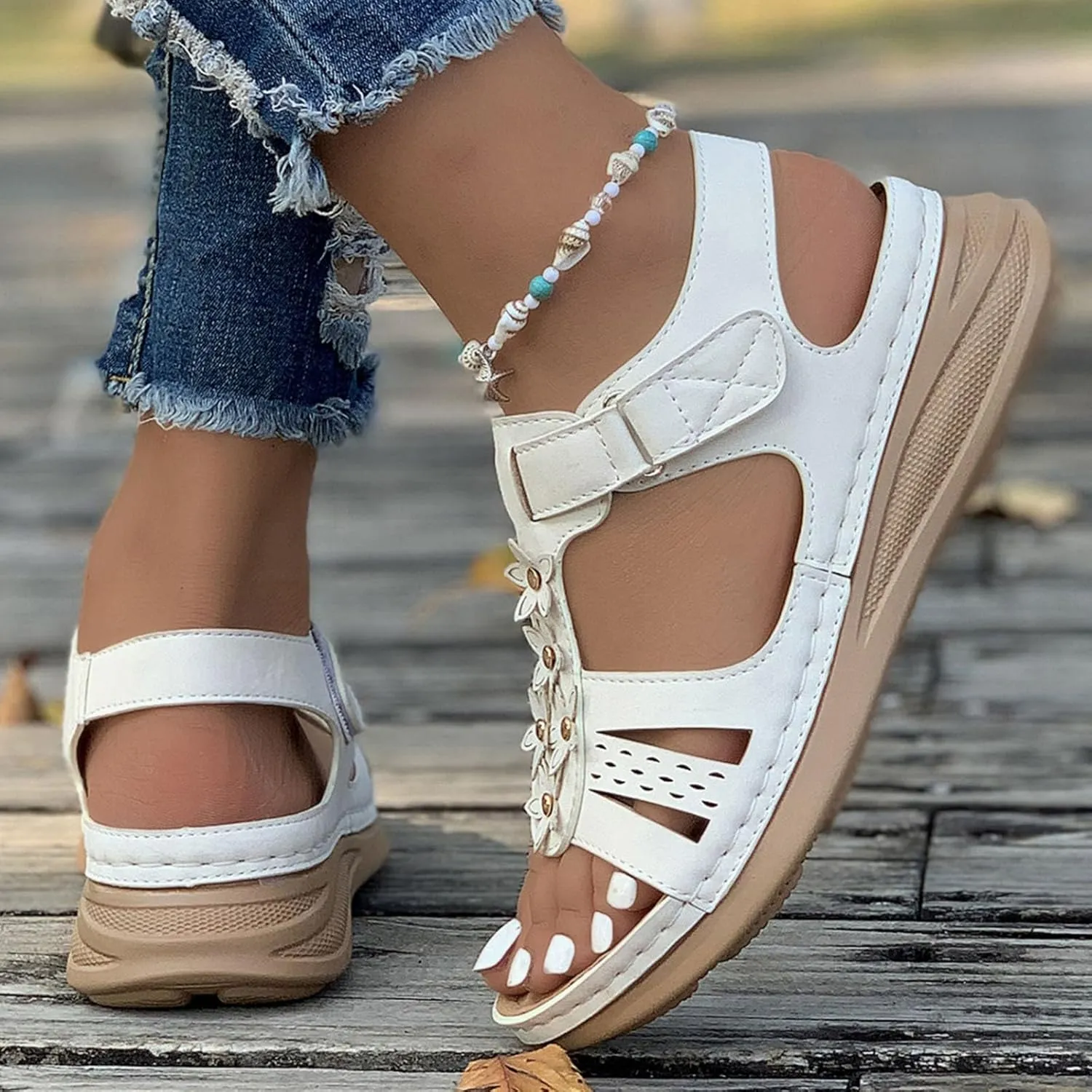 peqiut Women's Sandal Dressy Summer Wedge Orthopedic Sandals for Women Slip On Comfortable Outdoor Boho Sandals Casual Shoes