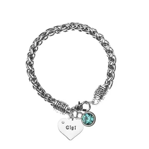 Personalized Gigi Birthstone Charm Bracelet,Custom Gigi Jewelry, Mothers Day Jewelry, Gift for Her