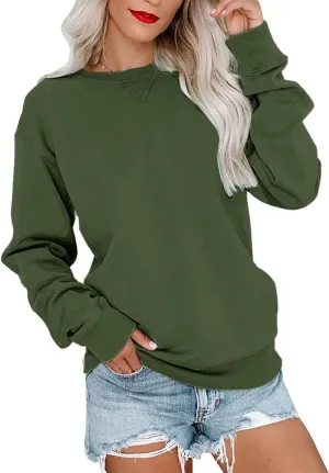 PGANDS Womens Crew Neck Solid/Color Block Sweatshirts Long Sleeve Casual Lightweight Pullover Tops