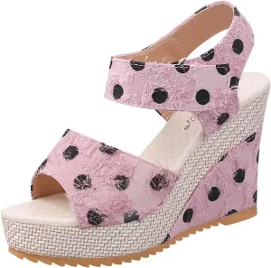 Platform Wedge Sandals Espadrilles Wedges Heel Elegant Floral Bow Tie Ankle Strap Shoes Trendy Pattern Open Toe Bridal Classic Embroidered Heels Espadrille Lace Up Summer Bowknot Shoes