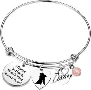 PLITI Ballroom Dance Gift Ballroom Dancer Gift Dance Teacher Appreciation Gift I Dance In Heels What's Your Superpower Bracelet