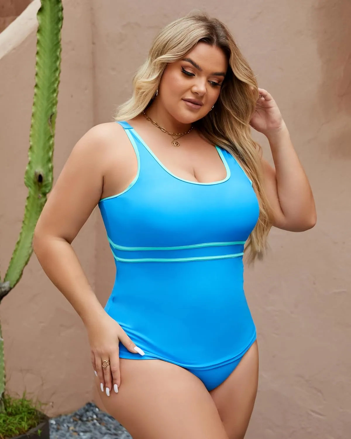 Plus Size Tankini Swimsuits for Women Color Block Tankini Sets Two Piece Bathing Suits Athletic Bikini Teens