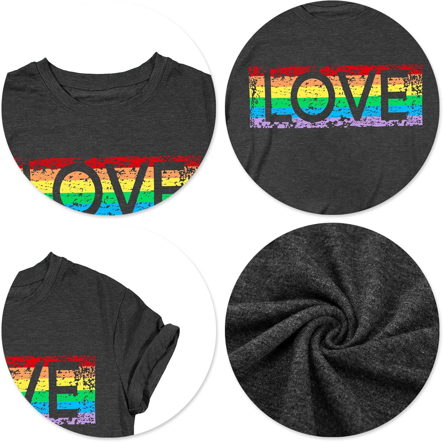 Pride T Shirts Women Rainbows Heart Graphic Tees Shirts LGBT Shirts Casual Short Sleeve Tops