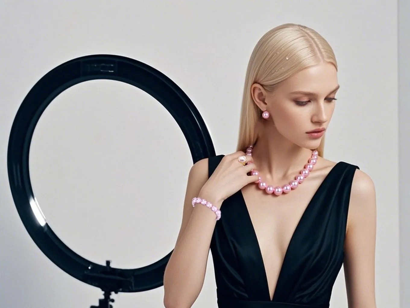Prom Jewelry Set for Women Pearl Jewelry Sets Pearls Necklace Earrings Bracelet Ring Sets Faux Pearls Bridesmaid Bridal Wedding Prom Outfits Jewelry Sets