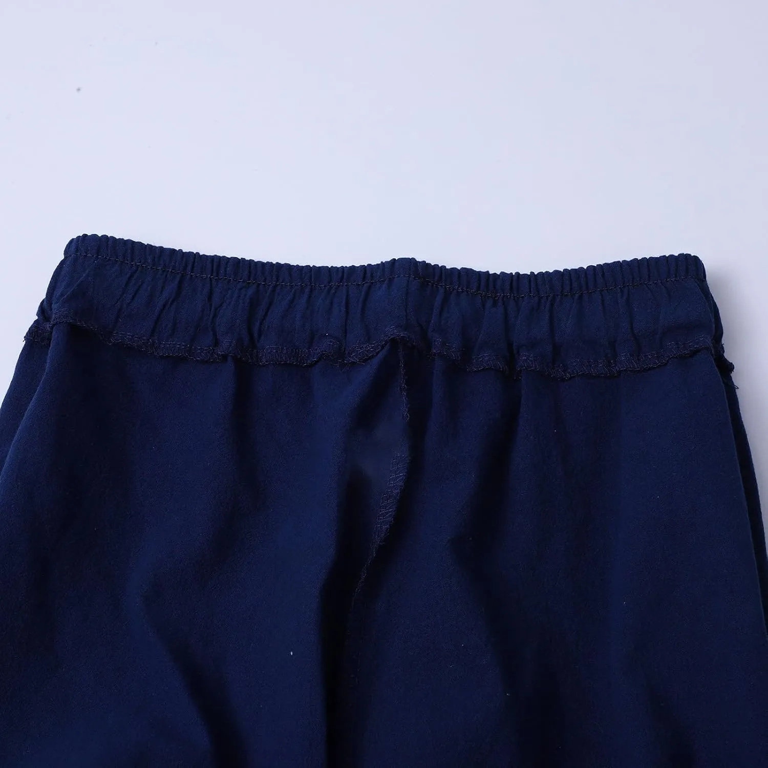 QWENTMTNTY Men's Elastic Waist Linen Pants Casual Relaxed Fit Loose Lightweight Pants Comfort Yoga Beach Drawstring Trousers
