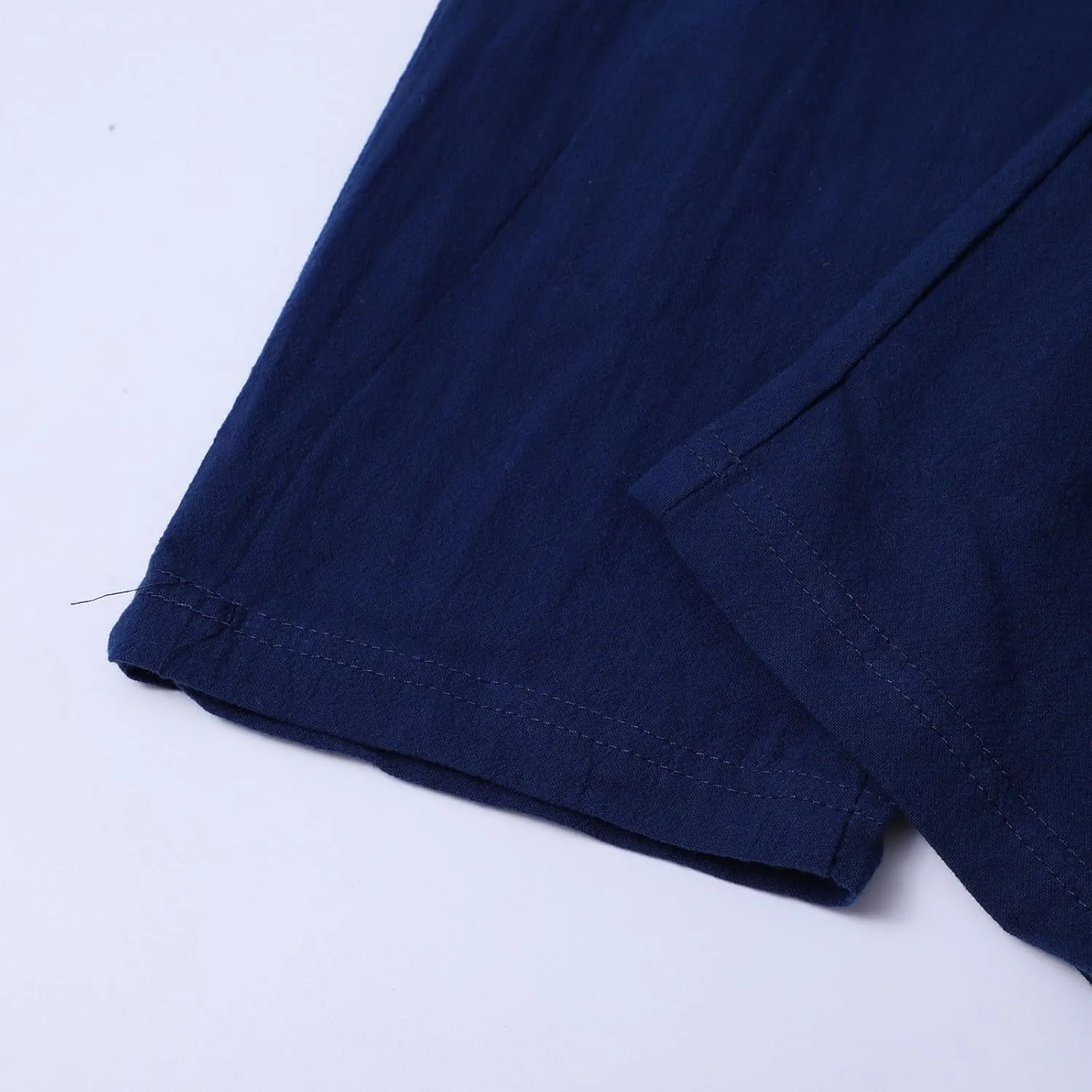 QWENTMTNTY Men's Elastic Waist Linen Pants Casual Relaxed Fit Loose Lightweight Pants Comfort Yoga Beach Drawstring Trousers