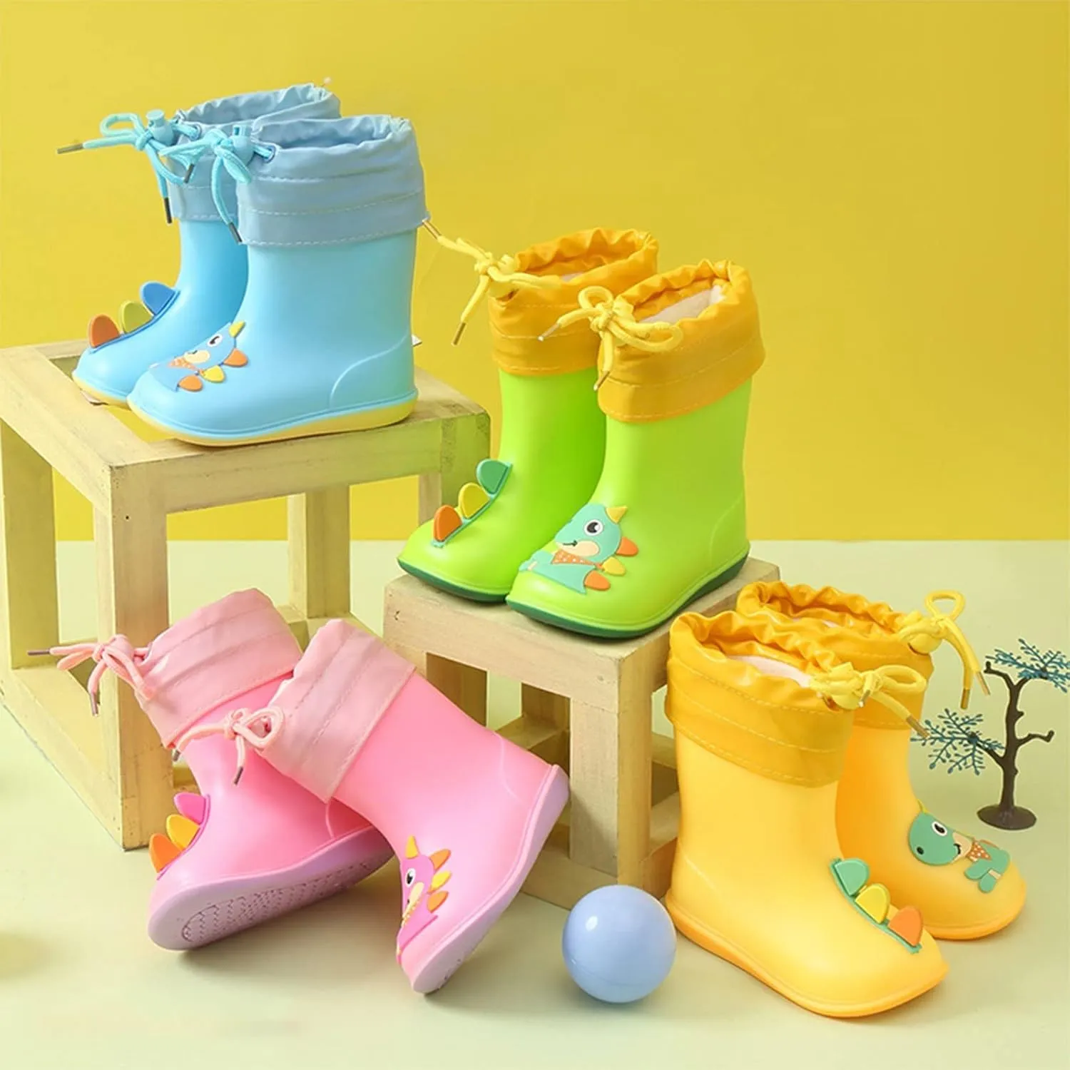 Rain Boots Baby Colorful Cartoon Animal Plush Children Water Shoes EVA Soft Outdoor Kids Rain Boots Pink Ballet