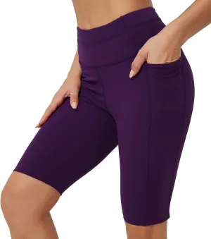 Rataves Womens Shorts 10" Workout Yoga Shorts with Pockets High Waisted Athletic Shorts Running Biker Shorts007