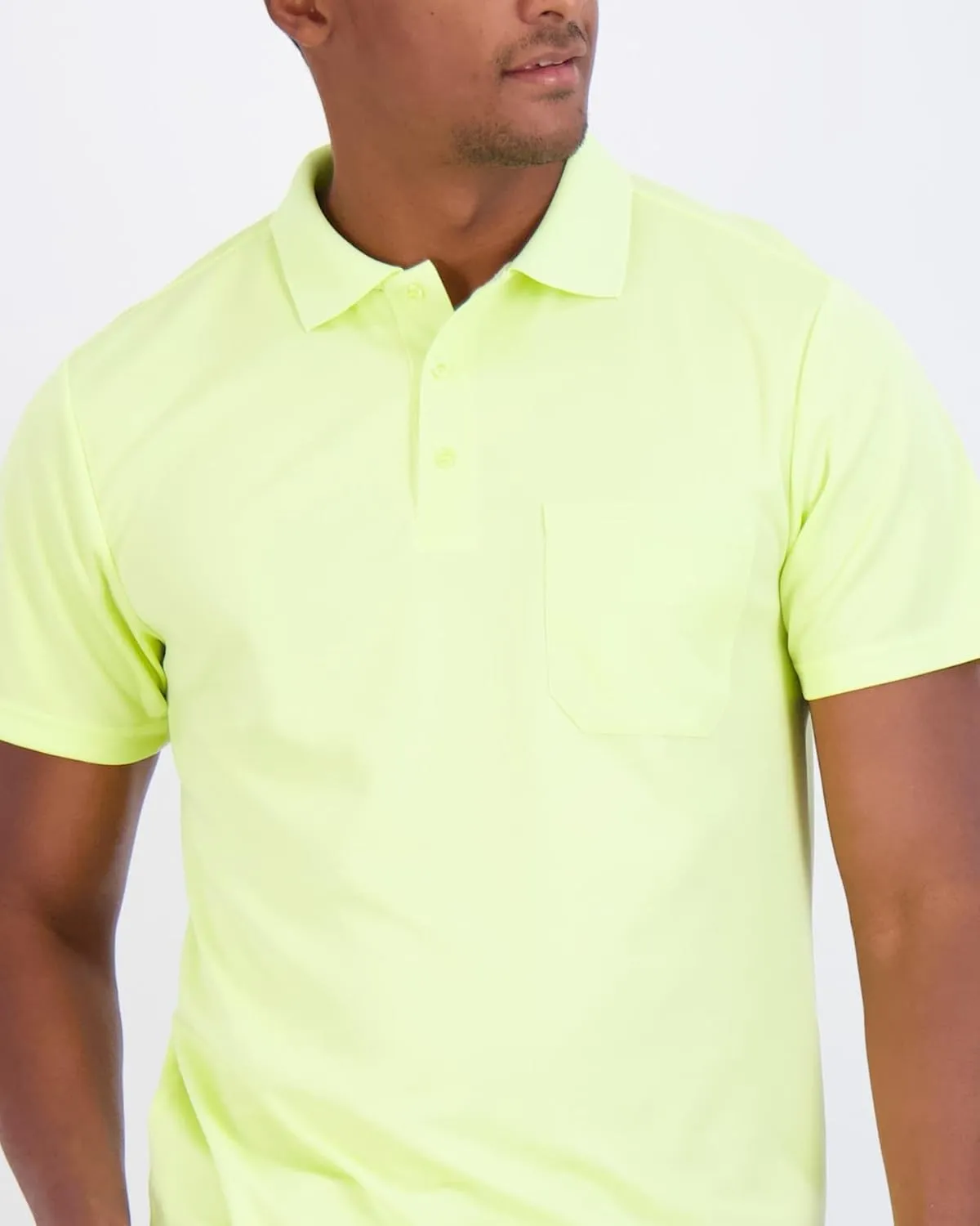 Real Essentials 3 Pack: Mens Short Sleeve Dry-Fit Collared Polo Shirt with Pocket - Active Casual (Available Big & Tall)