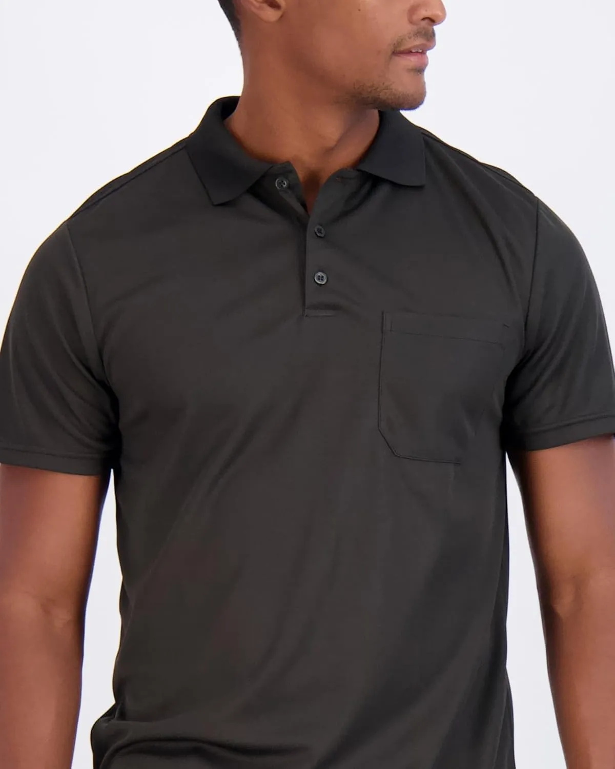 Real Essentials 3 Pack: Mens Short Sleeve Dry-Fit Collared Polo Shirt with Pocket - Active Casual (Available Big & Tall)