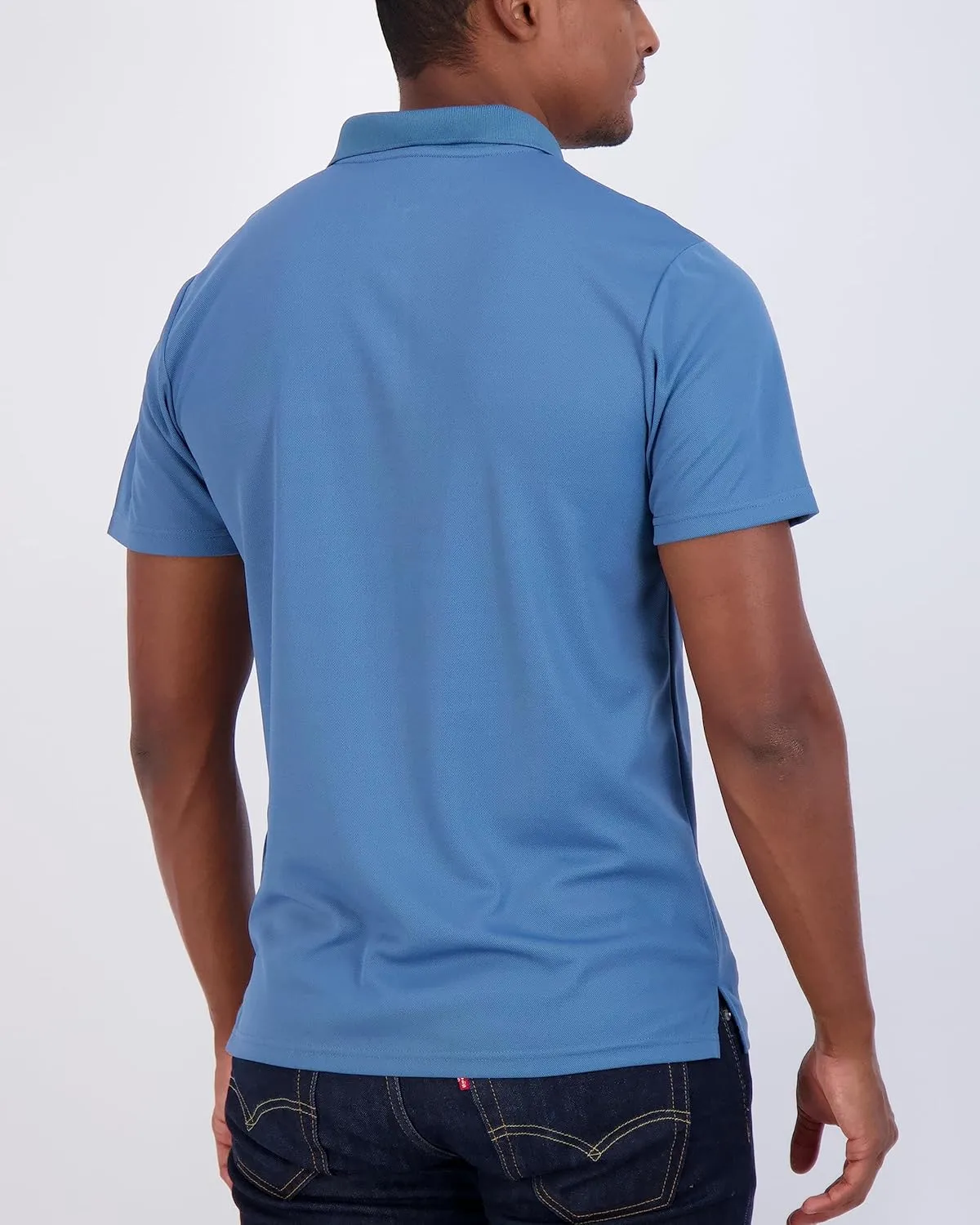 Real Essentials 3 Pack: Mens Short Sleeve Dry-Fit Collared Polo Shirt with Pocket - Active Casual (Available Big & Tall)