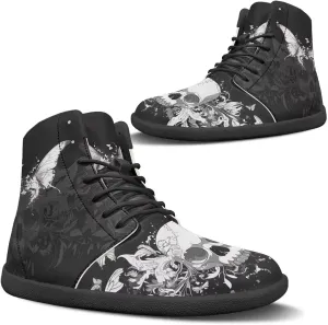 Retro Skull Women's Minimalist Barefoot Shoes High Top Zero Drop Sole Wide Width Fashion Sneaker Non Slip