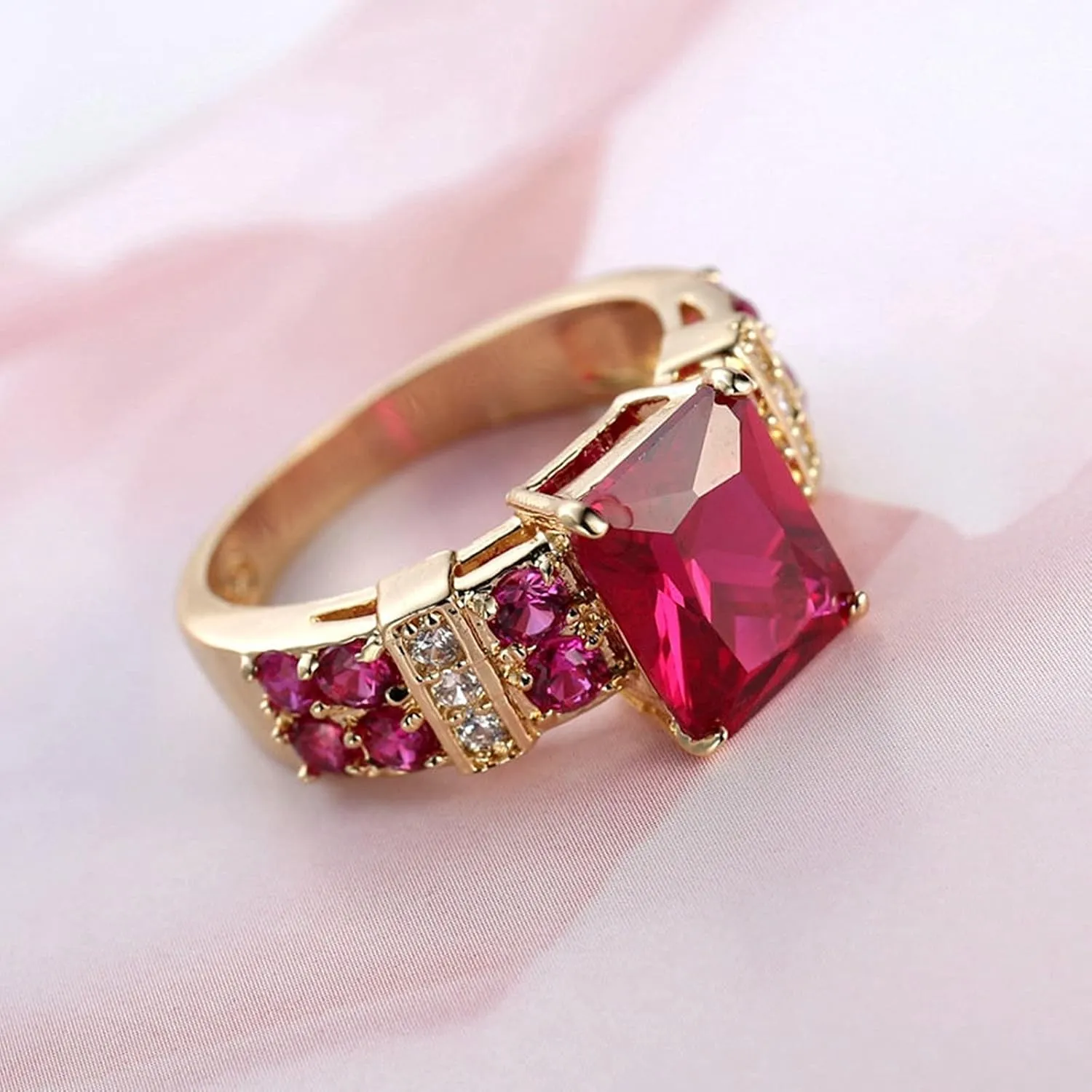 Ring Jewelry, Gold Wedding Ring Cubic Zirconia Simple Size Wedding Bands Decorations Boho Jewelry