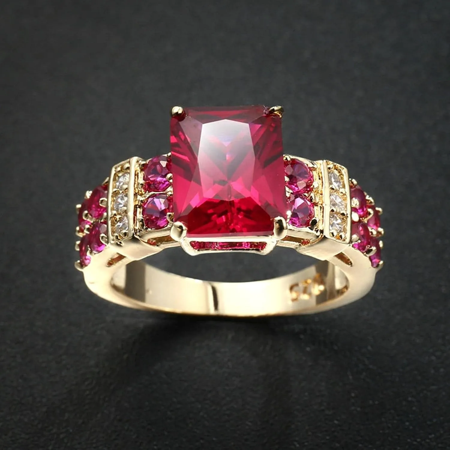 Ring Jewelry, Gold Wedding Ring Cubic Zirconia Simple Size Wedding Bands Decorations Boho Jewelry