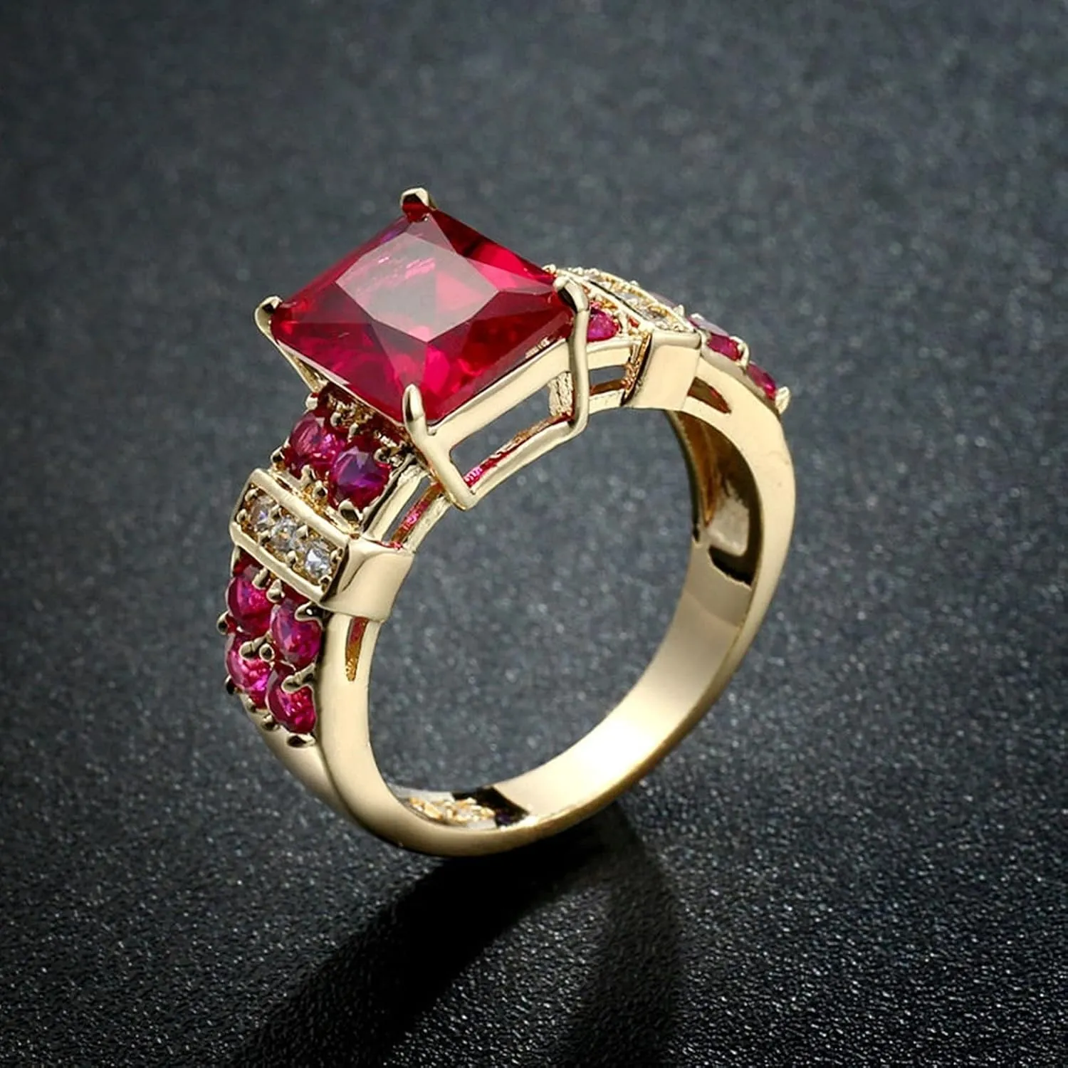 Ring Jewelry, Gold Wedding Ring Cubic Zirconia Simple Size Wedding Bands Decorations Boho Jewelry