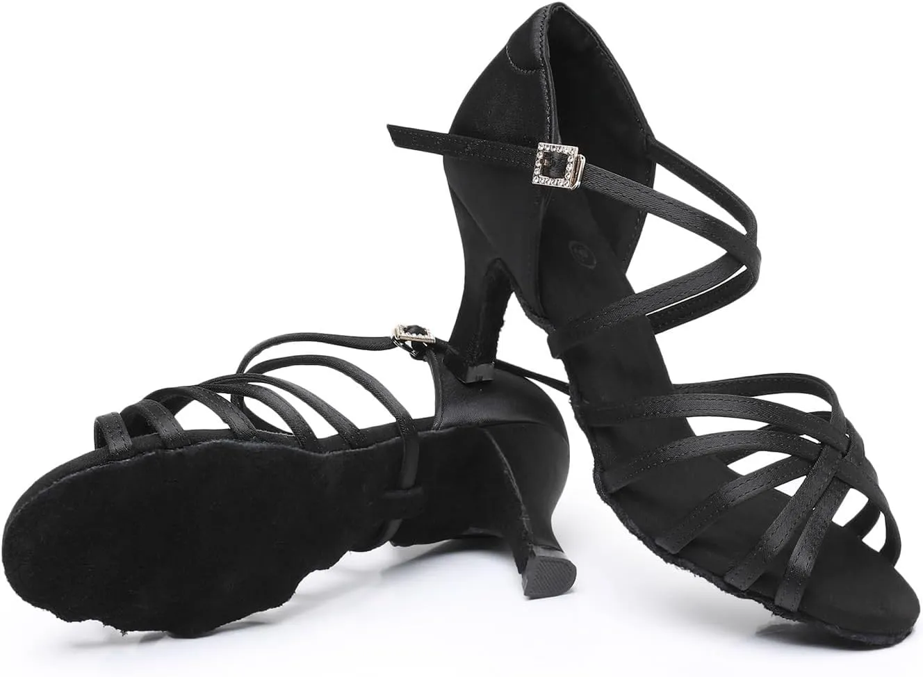 Rosefinch Women's Latin Dance Shoes Satin Professional Ballroom Salsa Practice Performance Wedding Dancing Shoes