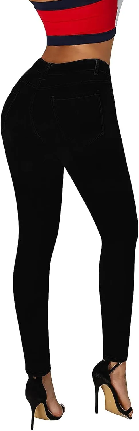roswear Women's Essentials Ripped Mid Rise Destroyed Skinny Jeans