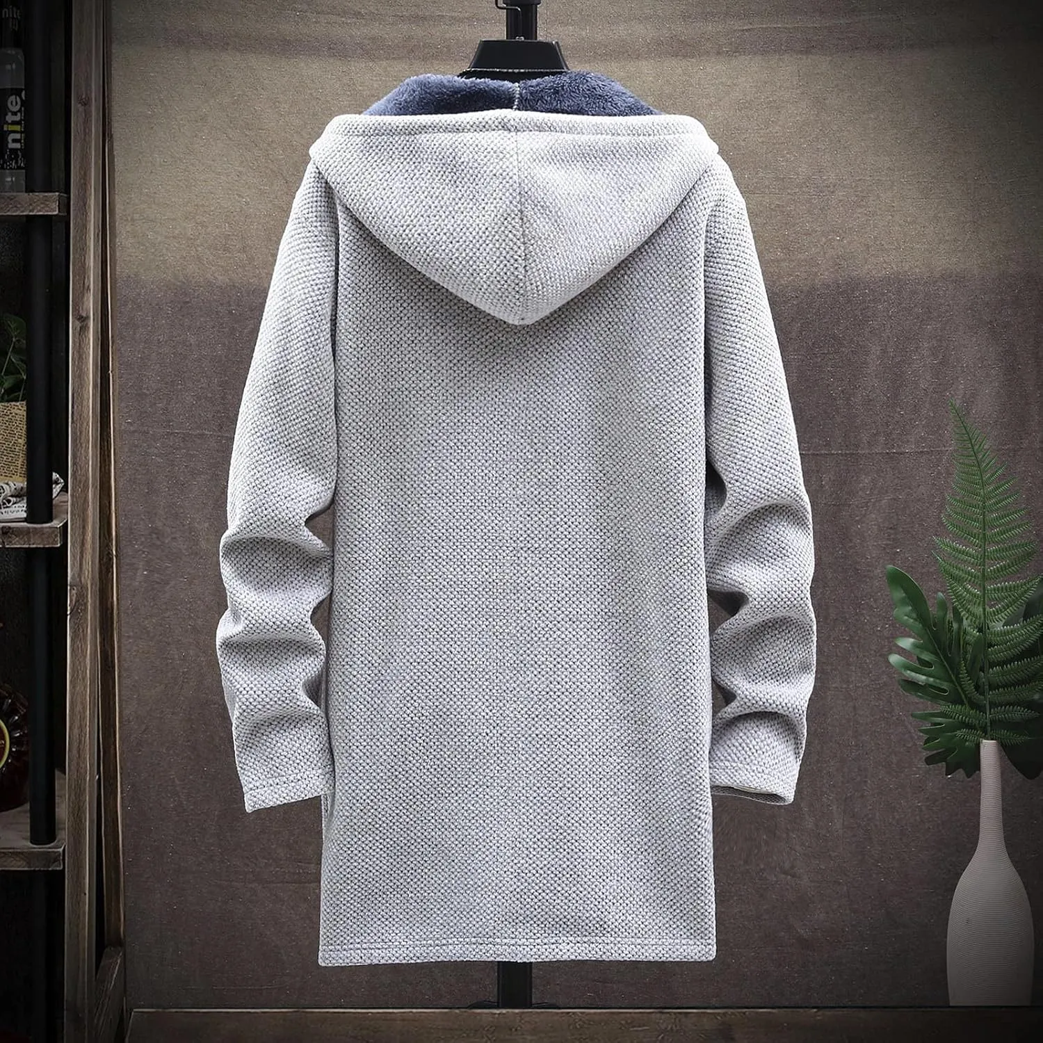 RTRDE Mens Coats Fall Winter Sweater Jackets Casual Knitted Cardigan Fleece Lined Full Zip Hooded Coat Long Jacket