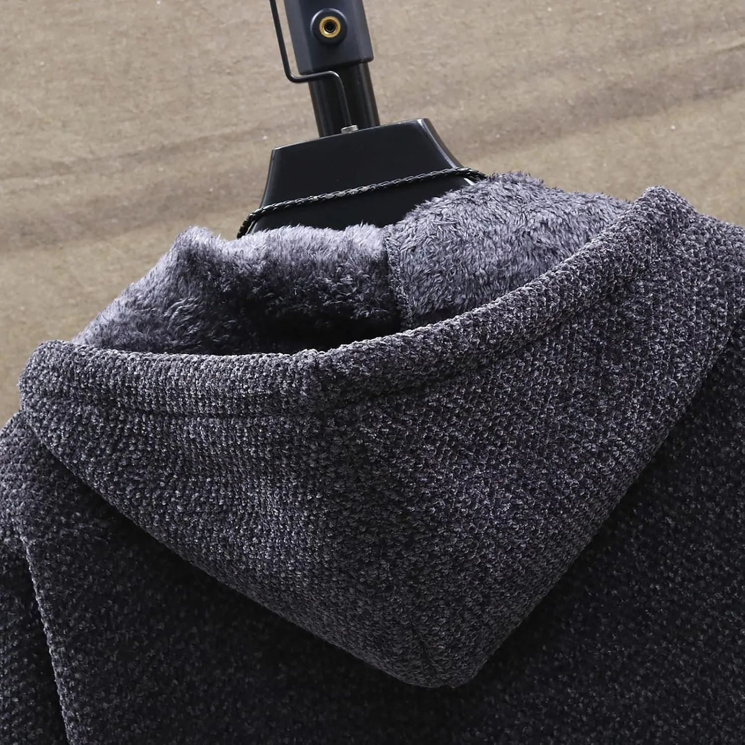 RTRDE Mens Coats Fall Winter Sweater Jackets Casual Knitted Cardigan Fleece Lined Full Zip Hooded Coat Long Jacket