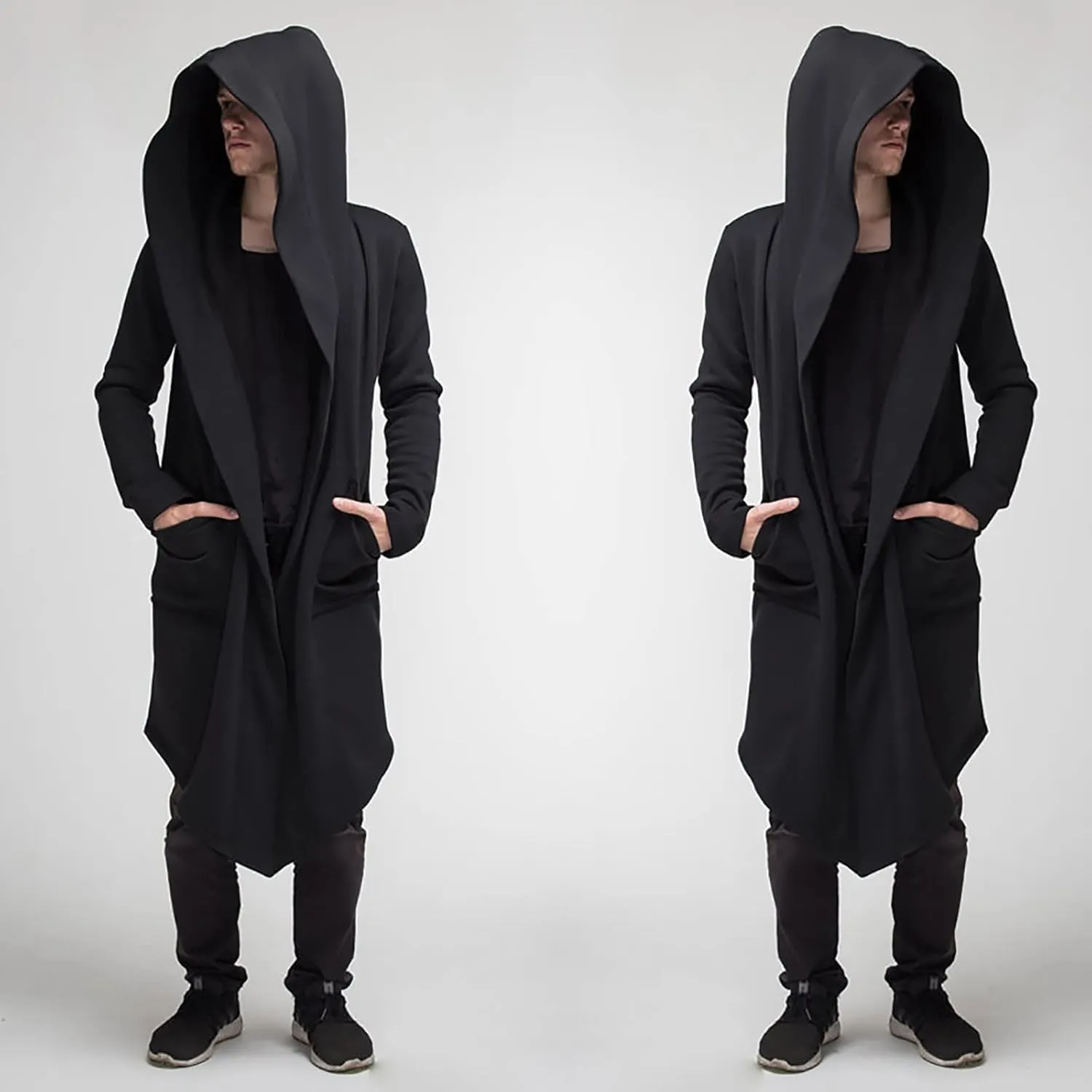 RTRDE Men's Trench & Rain Coats Slim Fit Hoodie Lightweight Coat Casual Long Jacket Cloak Hooded Cape Coats, XL-3XL