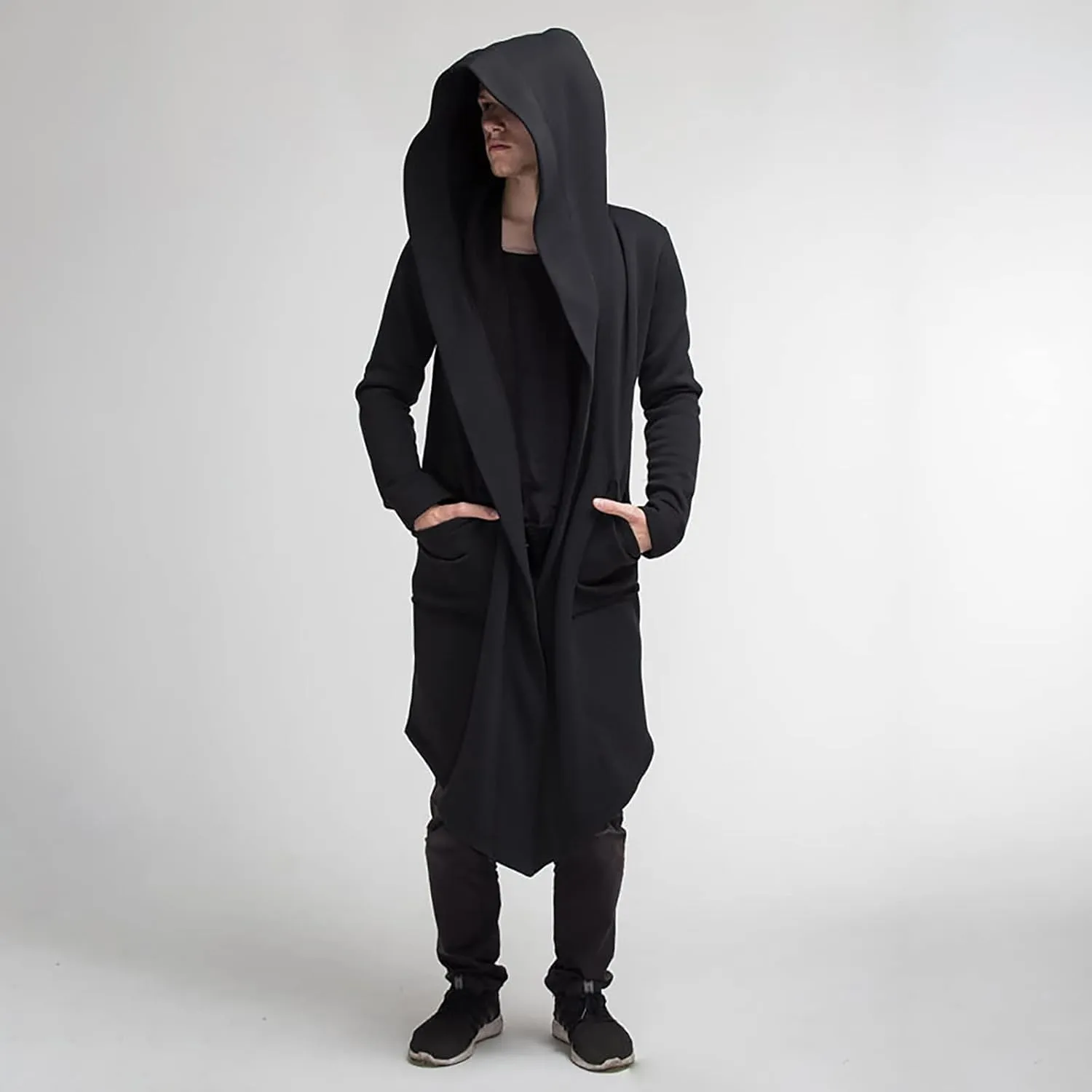 RTRDE Men's Trench & Rain Coats Slim Fit Hoodie Lightweight Coat Casual Long Jacket Cloak Hooded Cape Coats, XL-3XL