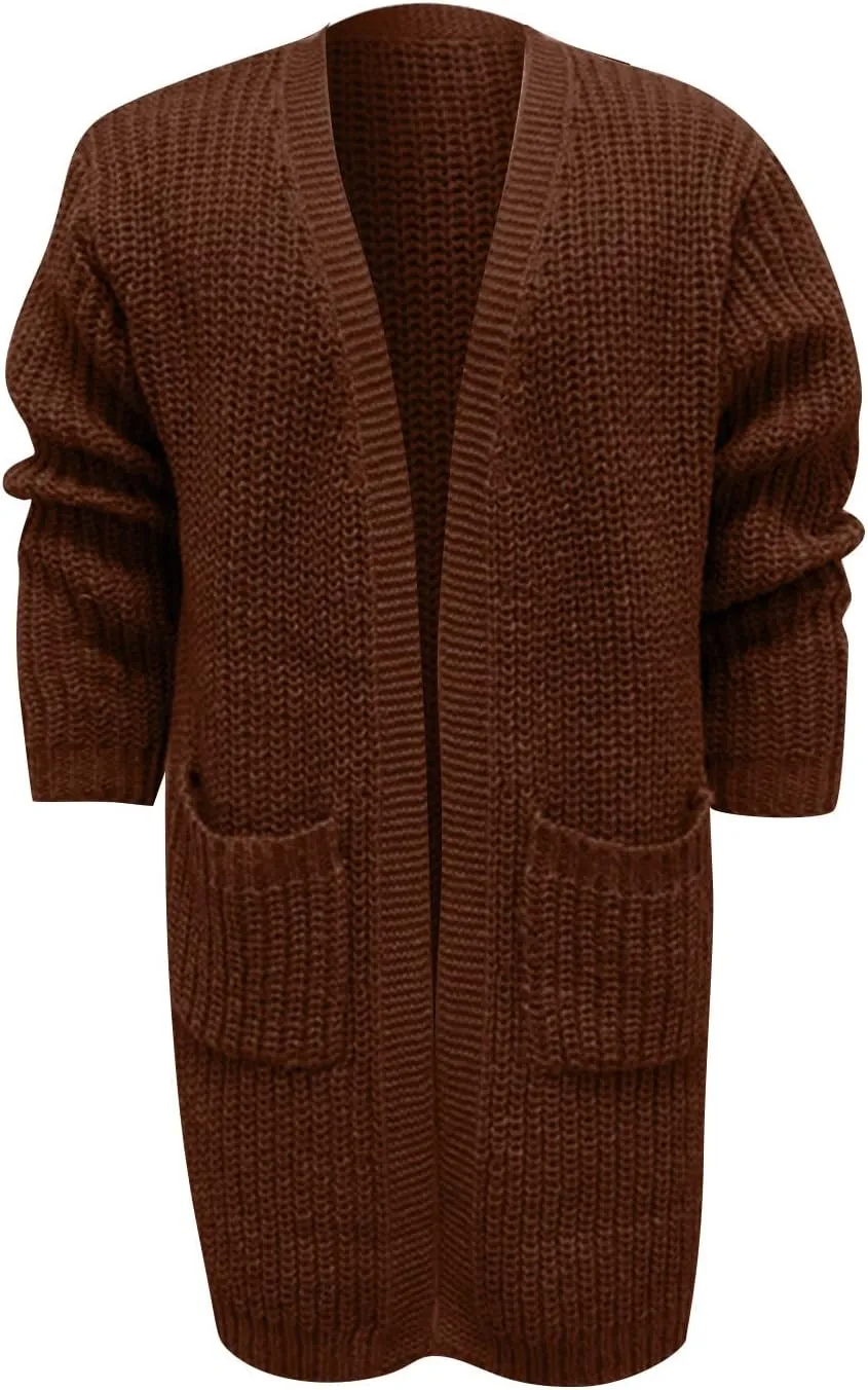 RTRDE Mens Trench Coat Long Cardigan Sweater Open Front Sleeve Knit Casual Fashion Coat with Pockets Winter, M-3XL