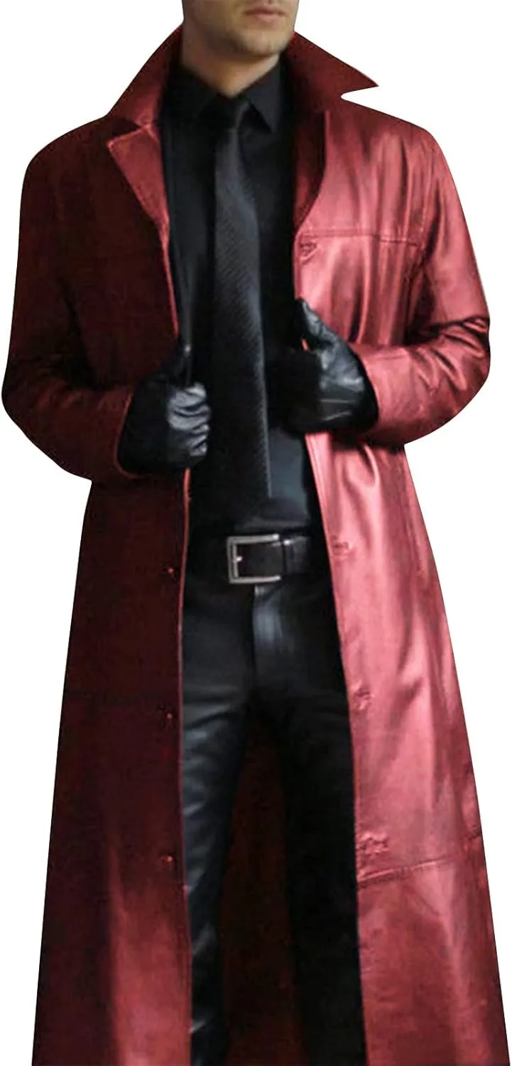 RTRDE Men's Winter Coats Trench Notched Collar Long Jacket Overcoat Double Breasted Pea Wih Pockets Coats, M-5XL