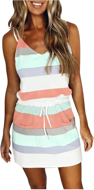 Ruffle Dress for Women Summer Women's Dress Summer Sleeveless Dress Floral Print Halter Pleated Bandage Party