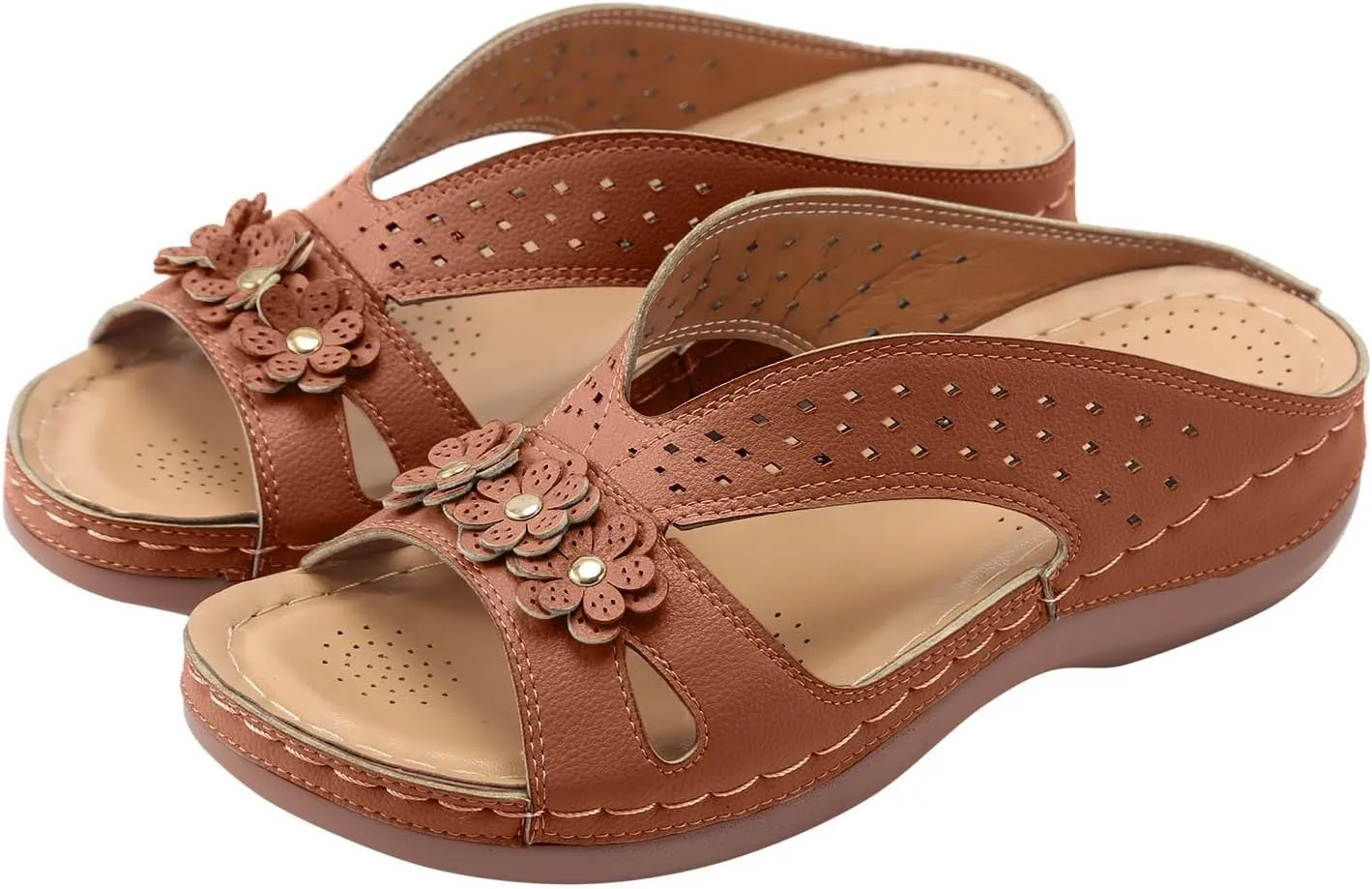 Sandals for Women 2024 Summer New Open Toe Cushion Orthopedic Arch Support Walking Sandals Shoes Dressy Flat