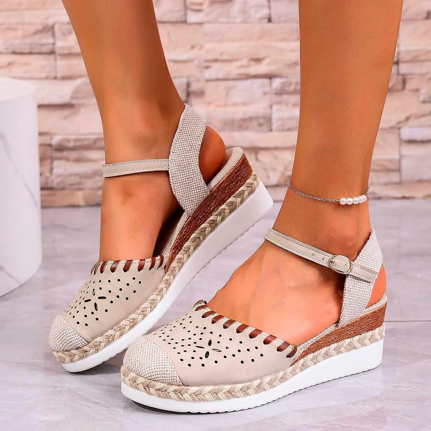 Sandals For Women 2025 Lightweight Dress Shoes For Women With Back Strap Work Dressy Wide Width Wedge Shoes