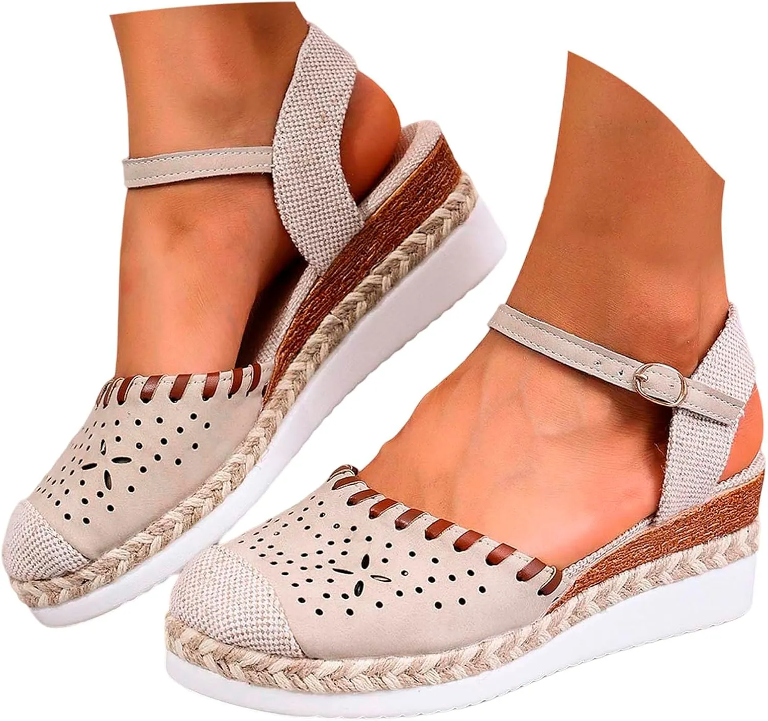 Sandals For Women 2025 Lightweight Dress Shoes For Women With Back Strap Work Dressy Wide Width Wedge Shoes