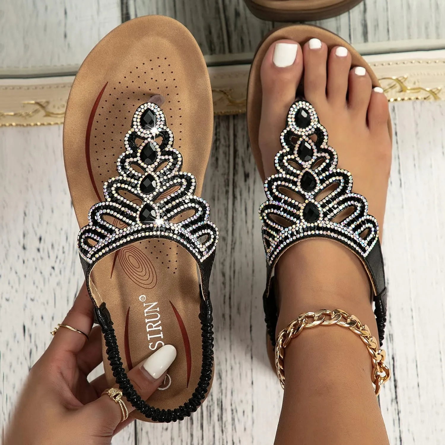 Sandals for Women Women's Ankle Strap Flat Sandals Womens Orthopedic Sandals Summer Comfortable Dress Flats Sandal